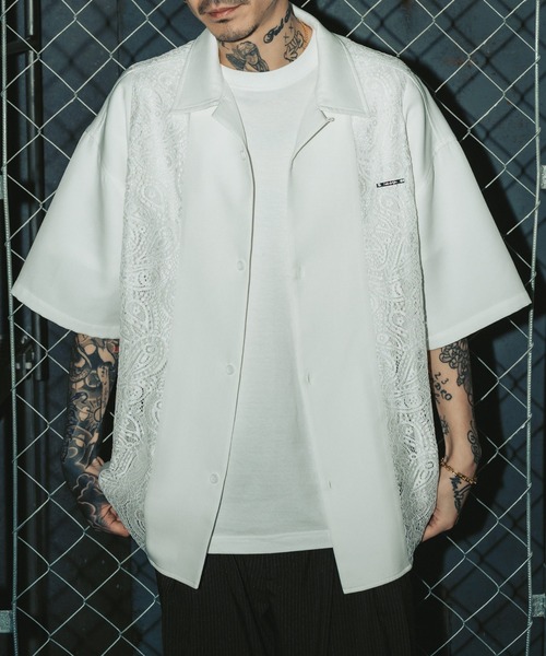Subciety（サブサエティ）の「Lace panel shirt（シャツ/ブラウス・メンズ・ブラック/アイボリー/オレンジ・LARGE/MEDIUM/SMALL/X-LARGE）」の8枚目の写真