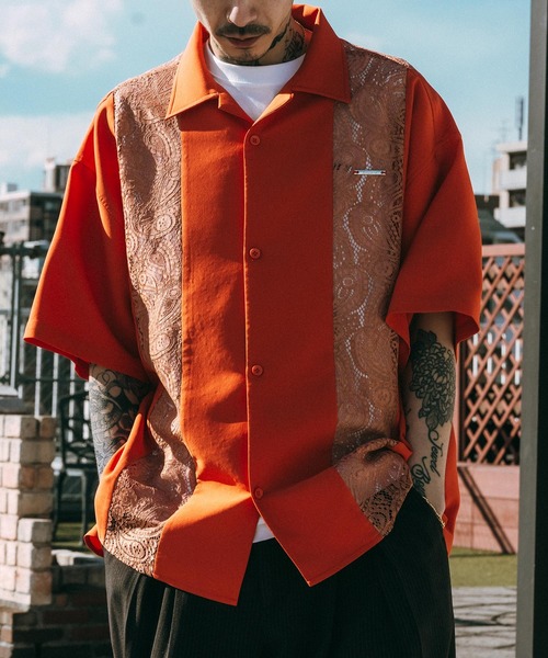 Subciety（サブサエティ）の「Lace panel shirt（シャツ/ブラウス・メンズ・ブラック/アイボリー/オレンジ・LARGE/MEDIUM/SMALL/X-LARGE）」の10枚目の写真