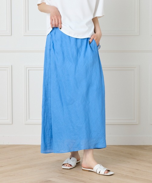 INED(イネド)の「【セットアップ対応】リネンバイヤススカート《lelinzephyr/ル・ランゼフィール》(スカート・レディース・カーキ/ブラック/ブルー・9号/7号/11号)」の3枚目の写真