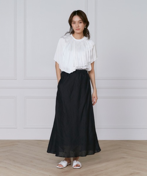 INED(イネド)の「【セットアップ対応】リネンバイヤススカート《lelinzephyr/ル・ランゼフィール》(スカート・レディース・カーキ/ブラック/ブルー・9号/7号/11号)」の7枚目の写真