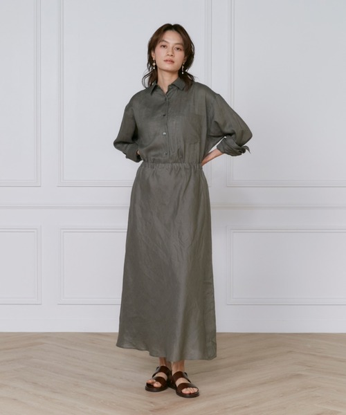 INED(イネド)の「【セットアップ対応】リネンバイヤススカート《lelinzephyr/ル・ランゼフィール》(スカート・レディース・カーキ/ブラック/ブルー・9号/7号/11号)」の9枚目の写真