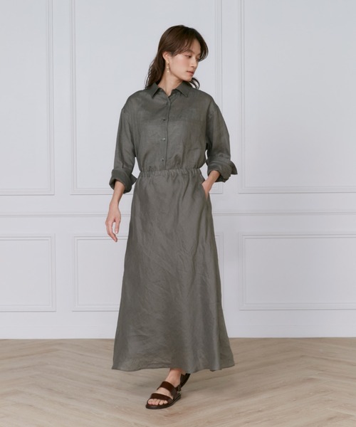 INED(イネド)の「【セットアップ対応】リネンバイヤススカート《lelinzephyr/ル・ランゼフィール》(スカート・レディース・カーキ/ブラック/ブルー・9号/7号/11号)」の10枚目の写真