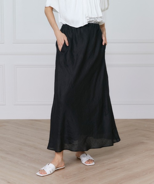 INED(イネド)の「【セットアップ対応】リネンバイヤススカート《lelinzephyr/ル・ランゼフィール》(スカート・レディース・カーキ/ブラック/ブルー・9号/7号/11号)」の12枚目の写真