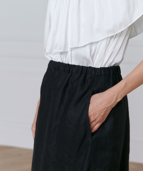 INED(イネド)の「【セットアップ対応】リネンバイヤススカート《lelinzephyr/ル・ランゼフィール》(スカート・レディース・カーキ/ブラック/ブルー・9号/7号/11号)」の14枚目の写真