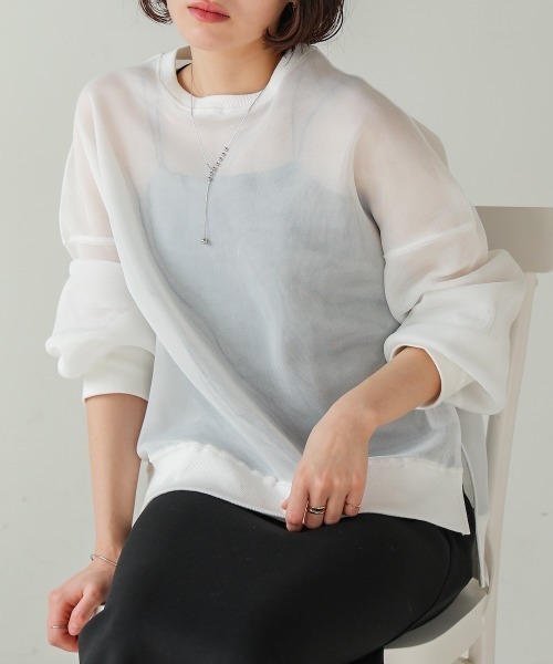 Bou Jeloud（ブージュルード）の「クリアダンボールプルオーバー（Tシャツ/カットソー・レディース・ホワイト/ブラック・FREE）」の3枚目の写真