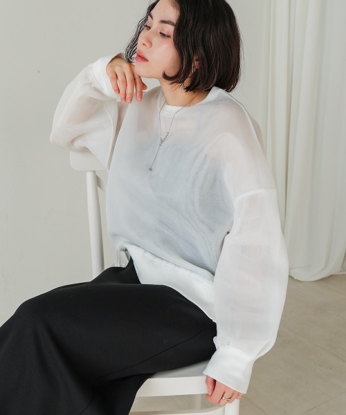 Bou Jeloud（ブージュルード）の「クリアダンボールプルオーバー（Tシャツ/カットソー・レディース・ホワイト/ブラック・FREE）」の5枚目の写真