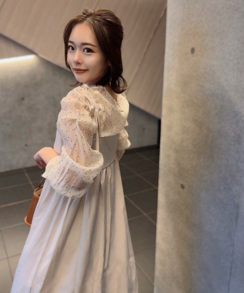 Mejoul（メジュール）の「ドット柄シアーブラウス フェイクレイヤード