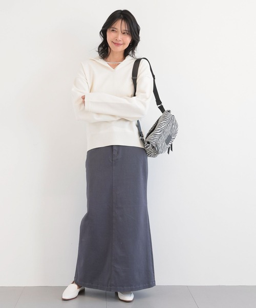 BARNYARDSTORM（バンヤードストーム）の「BARNYARDSTORM / スキッパーフーディーニットパーカー / ハンドウォッシャブル（パーカー・レディース・ベージュ/ホワイト・FREE）」の6枚目の写真