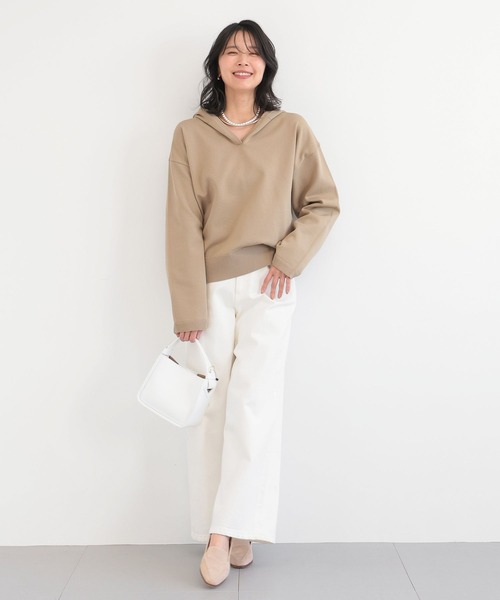 BARNYARDSTORM（バンヤードストーム）の「BARNYARDSTORM / スキッパーフーディーニットパーカー / ハンドウォッシャブル（パーカー・レディース・ベージュ/ホワイト・FREE）」の12枚目の写真