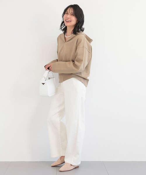 BARNYARDSTORM（バンヤードストーム）の「BARNYARDSTORM / スキッパーフーディーニットパーカー / ハンドウォッシャブル（パーカー・レディース・ベージュ/ホワイト・FREE）」の13枚目の写真