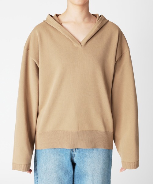 BARNYARDSTORM（バンヤードストーム）の「BARNYARDSTORM / スキッパーフーディーニットパーカー / ハンドウォッシャブル（パーカー・レディース・ベージュ/ホワイト・FREE）」の20枚目の写真