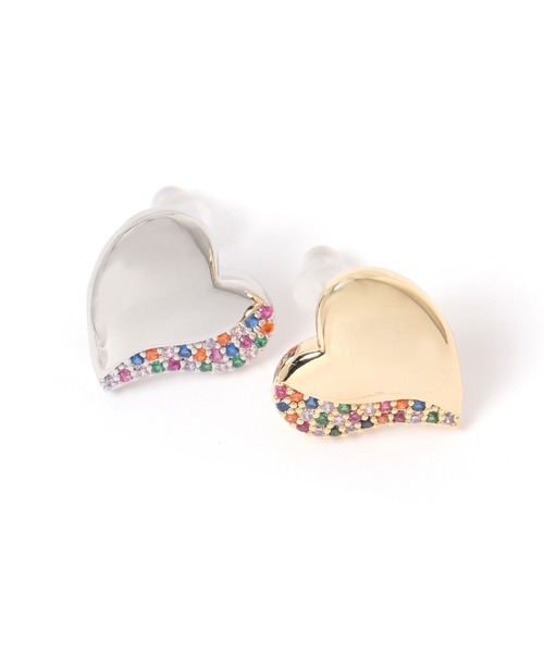 niko and...（ニコアンド）の「マルチストーンハートピアス（ピアス（両耳用）・レディース・グレー/イエロー・0）」の3枚目の写真