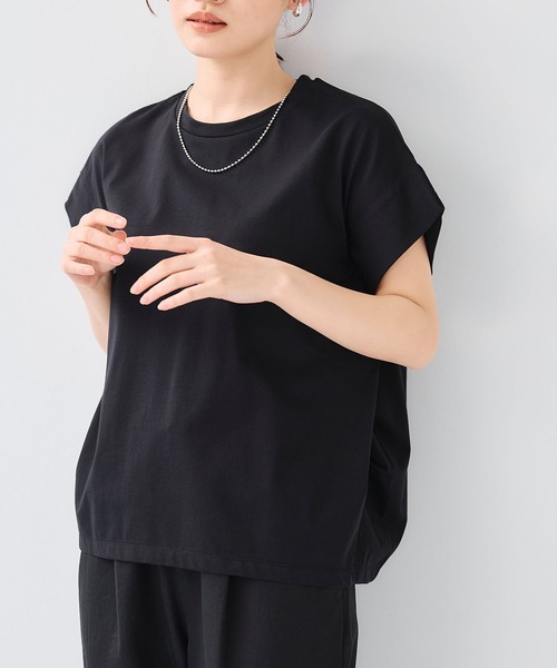 CROSS FUNCTION（クロスファンクション）の「《汗染み防止》正解 ゆるシルエットフレンチプルオーバー【CF/クロスファンクション】（Tシャツ/カットソー・レディース・ミント/オフホワイト/ライトグレー/ブラック・M/LL/L）」の5枚目の写真