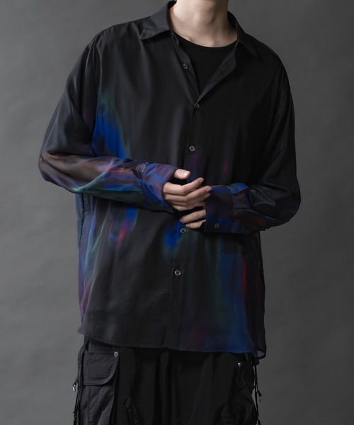 PHILTHEORY（フィルセオリー）の「Sheer graphic shirts/シアーグラフィックシャツ（シャツ/ブラウス・メンズ・グリーン/ブラック・1/2/3）」の18枚目の写真
