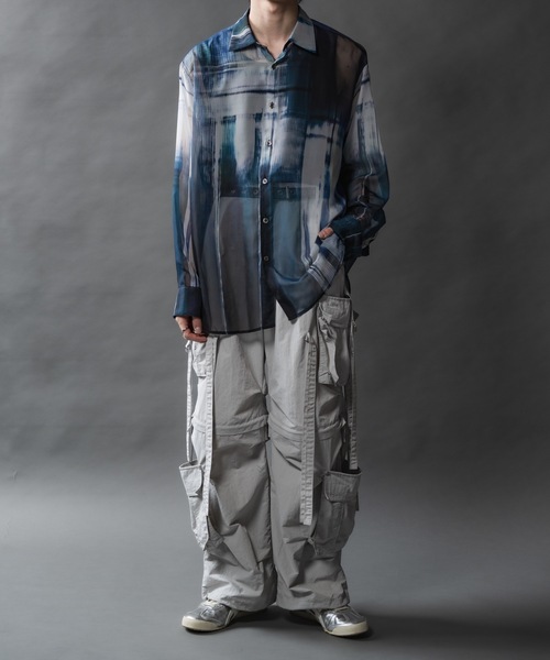 PHILTHEORY（フィルセオリー）の「Sheer graphic shirts/シアーグラフィックシャツ（シャツ/ブラウス・メンズ・グリーン/ブラック・1/2/3）」の6枚目の写真