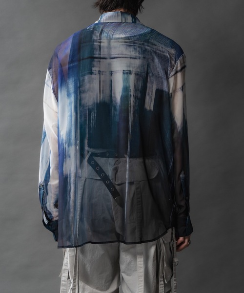 PHILTHEORY（フィルセオリー）の「Sheer graphic shirts/シアーグラフィックシャツ（シャツ/ブラウス・メンズ・グリーン/ブラック・1/2/3）」の3枚目の写真