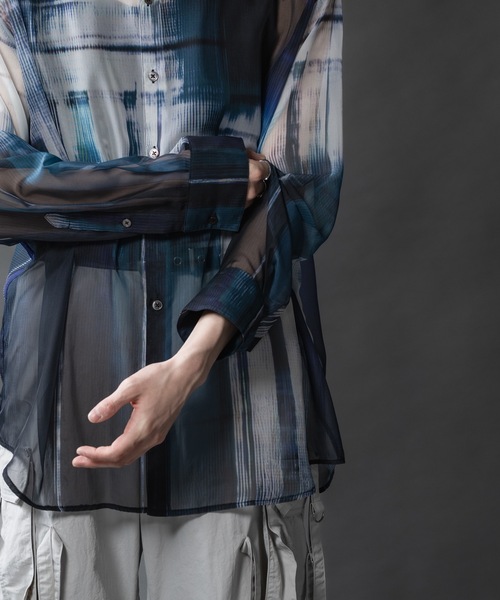 PHILTHEORY（フィルセオリー）の「Sheer graphic shirts/シアーグラフィックシャツ（シャツ/ブラウス・メンズ・グリーン/ブラック・1/2/3）」の5枚目の写真