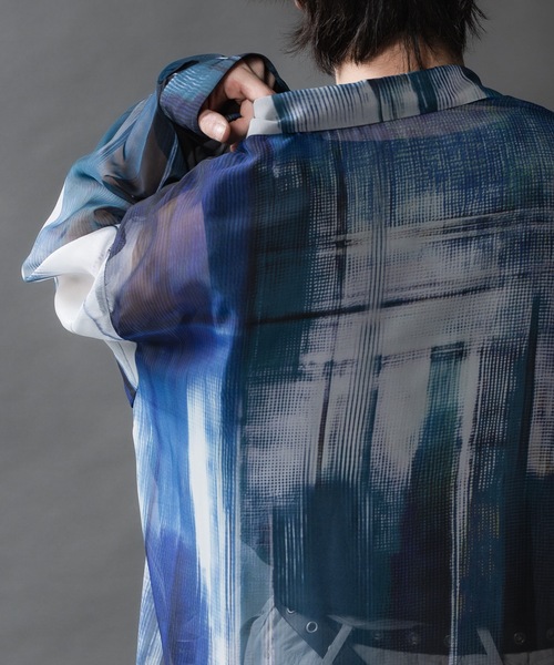 PHILTHEORY（フィルセオリー）の「Sheer graphic shirts/シアーグラフィックシャツ（シャツ/ブラウス・メンズ・グリーン/ブラック・1/2/3）」の4枚目の写真