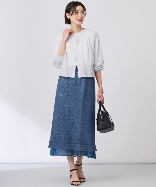 J.PRESS(ジェイプレス)の「【洗える】ジャカードレース ナロースカート(スカート・レディース・ネイビー系/ダルブルー系・T13/T15/T17)」の8枚目の写真