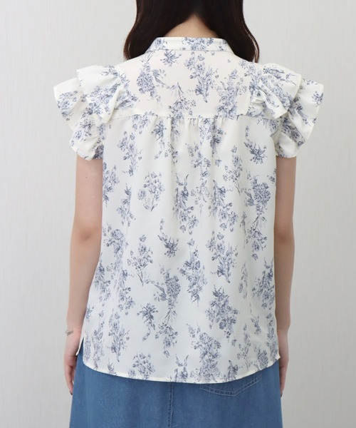 libelle more（リベル モア）の「花柄プリント合繊フリルブラウス（シャツ/ブラウス・レディース・ブラック/オフホワイト/ライトイエロー・M/L）」の12枚目の写真