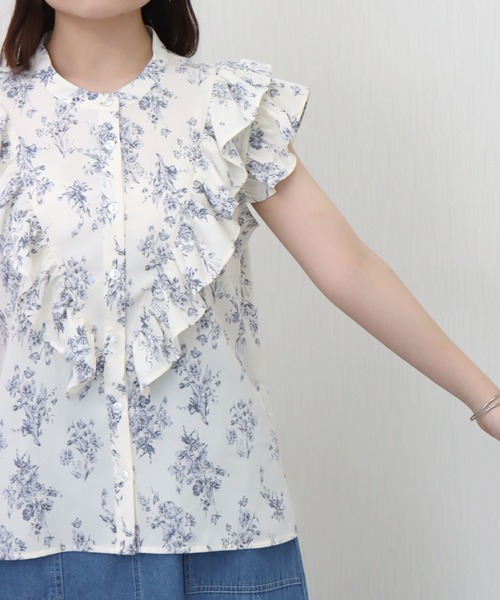 libelle more（リベル モア）の「花柄プリント合繊フリルブラウス（シャツ/ブラウス・レディース・ブラック/オフホワイト/ライトイエロー・M/L）」の14枚目の写真