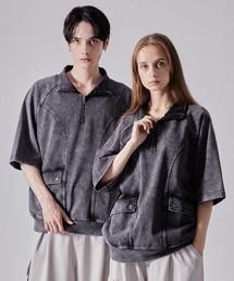 CLEL(NC)́yCLELzVintage Design Short Sleeve Half Zip T-shirts / Be[WfUCn[tWbvTVc(TVc/Jbg\[)