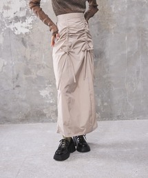 DIP IN CHOCOLATE（ディップインチョコレート）の「フロントドロストシャーリングスカート【DIP IN CHOCOLATE】（スカート）」