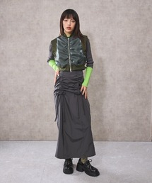 Perfect Suit FActory（パーフェクトスーツファクトリー）の「フロントドロストシャーリングスカート【DIP IN CHOCOLATE】（スカート）」