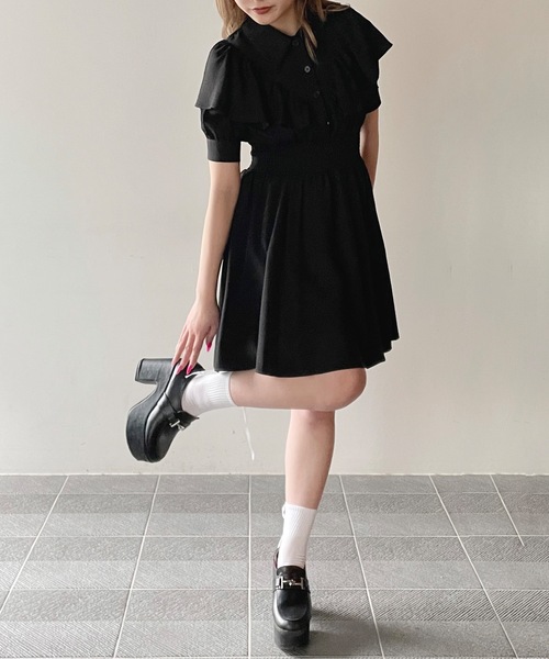 7月値上げします【Black collection】フリルミニワンピース セール】フリルミニワンピース(ワンピース)|one way