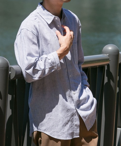 URBAN RESEARCH ROSSO MEN（アーバンリサーチロッソメン）の「『XLサイズあり』リラックスコットンリネン7分袖シャツ（シャツ/ブラウス・メンズ・ブルー/ネイビー/ベージュ/ブルー系その他/ホワイト/ベージュ系その他・SMALL/MEDIUM/LARGE/X-LARGE）」の6枚目の写真