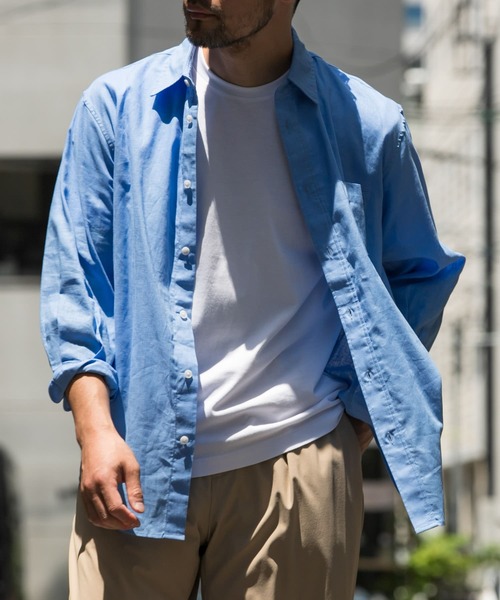 URBAN RESEARCH ROSSO MEN（アーバンリサーチロッソメン）の「『XLサイズあり』リラックスコットンリネン7分袖シャツ（シャツ/ブラウス・メンズ・ブルー/ネイビー/ベージュ/ブルー系その他/ホワイト/ベージュ系その他・SMALL/MEDIUM/LARGE/X-LARGE）」の5枚目の写真