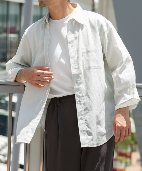 セール（LOISIR ）ホワイトリネン長袖シャツ セール（LOISIR ）ホワイトリネン長袖シャツ セール（LOISIR