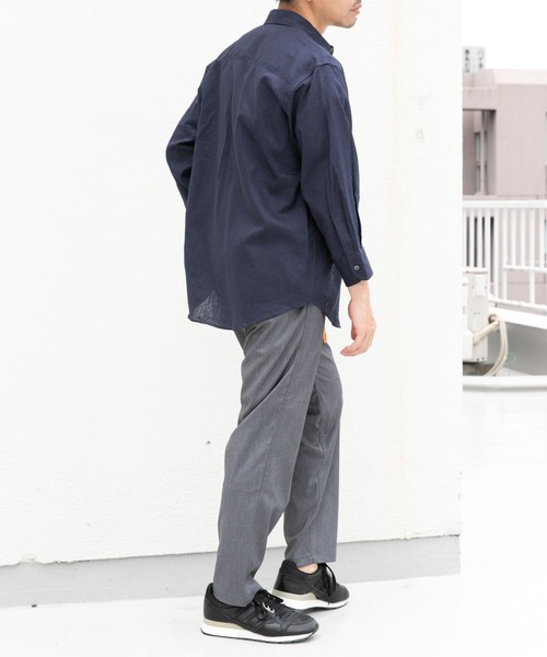 URBAN RESEARCH ROSSO MEN（アーバンリサーチロッソメン）の「『XLサイズあり』リラックスコットンリネン7分袖シャツ（シャツ/ブラウス・メンズ・ブルー/ネイビー/ベージュ/ブルー系その他/ホワイト/ベージュ系その他・SMALL/MEDIUM/LARGE/X-LARGE）」の8枚目の写真