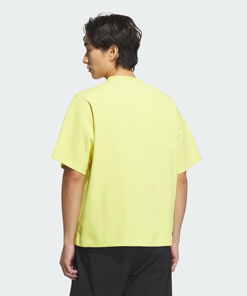 レターロゴ ワッフル Tシャツ 半袖 ルーズ トップス 2色 hr9565 セール】ルーズフィット ワッフルファブリック 半袖Tシャツ
