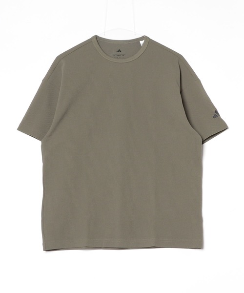 レターロゴ ワッフル Tシャツ 半袖 ルーズ トップス 2色 hr9565 セール】ルーズフィット ワッフルファブリック 半袖Tシャツ