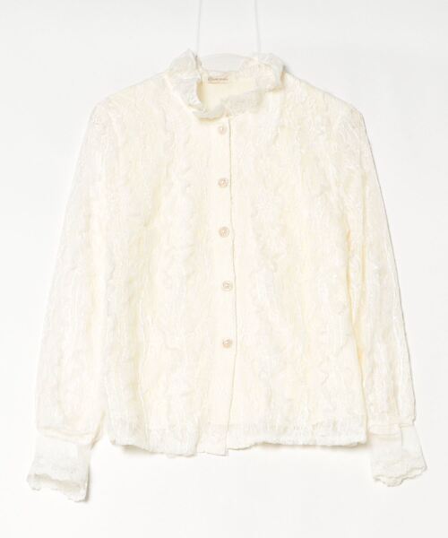 Dream garden(ドリームガーデン)の「レースフリルシャツブラウス(シャツ/ブラウス・レディース・ライトベージュ/ホワイト・M/2XL/XL/L)」の4枚目の写真