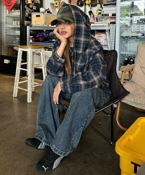 FreeZone(フリーゾーン)の「【新色展開】フーディー ヴィンテージライク チェックシャツ(シャツ/ブラウス・メンズ・ブルー/ブラウン・F)」の15枚目の写真