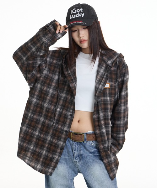 FreeZone(フリーゾーン)の「【新色展開】フーディー ヴィンテージライク チェックシャツ(シャツ/ブラウス・メンズ・ブルー/ブラウン・F)」の20枚目の写真