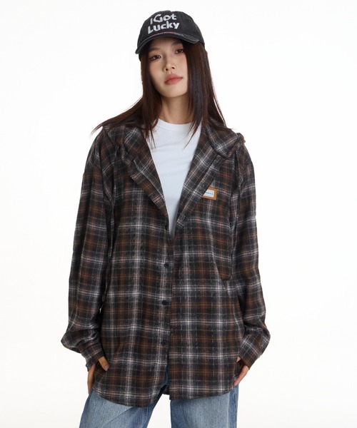 FreeZone(フリーゾーン)の「【新色展開】フーディー ヴィンテージライク チェックシャツ(シャツ/ブラウス・メンズ・ブルー/ブラウン・F)」の22枚目の写真