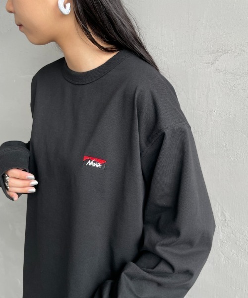 NANGA（ナンガ）の「[NANGA/ナンガ] ワンポイントボックスロゴ ロングスリーブTシャツ（Tシャツ/カットソー・レディース・ホワイト/ピンク/ブラック/ネイビー・M/L/S）」の21枚目の写真