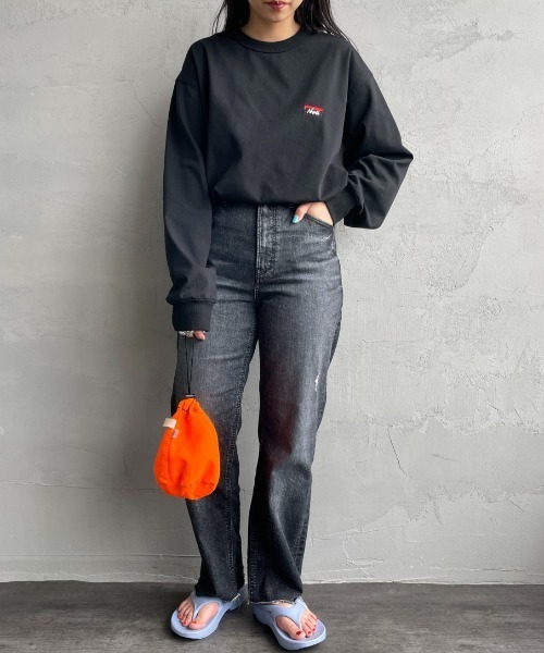 NANGA（ナンガ）の「[NANGA/ナンガ] ワンポイントボックスロゴ ロングスリーブTシャツ（Tシャツ/カットソー・レディース・ホワイト/ピンク/ブラック/ネイビー・M/L/S）」の7枚目の写真