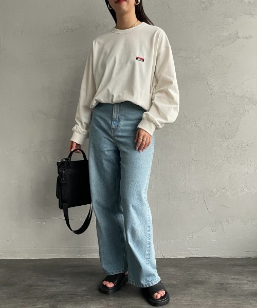 NANGA（ナンガ）の「[NANGA/ナンガ] ワンポイントボックスロゴ ロングスリーブTシャツ（Tシャツ/カットソー・レディース・ホワイト/ピンク/ブラック/ネイビー・M/L/S）」の9枚目の写真