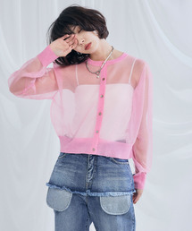 ELLEgirl | シアーニットカーディガン(カーディガン/ボレロ)