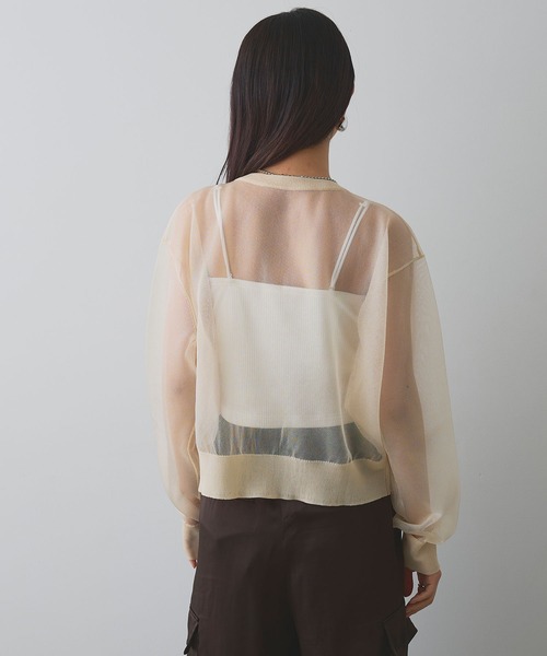 ELLEgirl（エルガール）の「シアーニットカーディガン（カーディガン/ボレロ・レディース・オレンジ/ピンク/アイボリー/ブルー・FREE）」の11枚目の写真