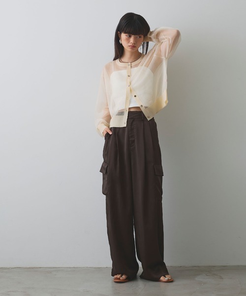 ELLEgirl（エルガール）の「シアーニットカーディガン（カーディガン/ボレロ・レディース・オレンジ/ピンク/アイボリー/ブルー・FREE）」の15枚目の写真