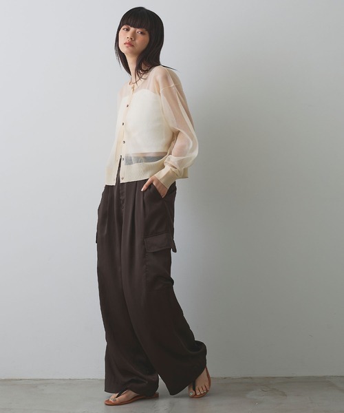 ELLEgirl（エルガール）の「シアーニットカーディガン（カーディガン/ボレロ・レディース・オレンジ/ピンク/アイボリー/ブルー・FREE）」の17枚目の写真