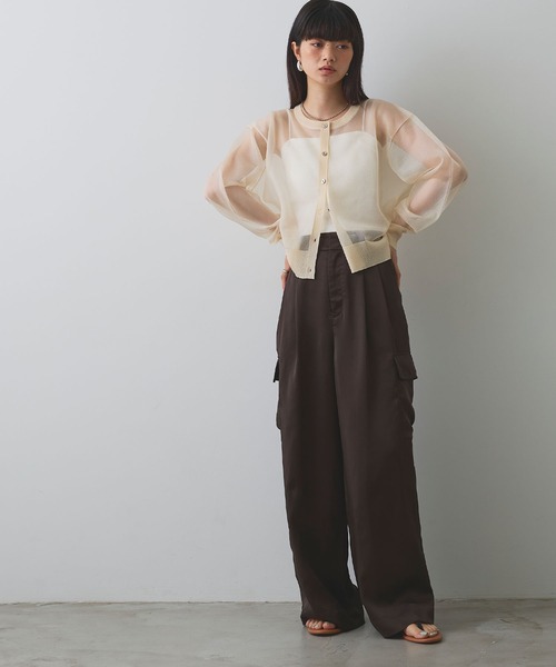 ELLEgirl（エルガール）の「シアーニットカーディガン（カーディガン/ボレロ・レディース・オレンジ/ピンク/アイボリー/ブルー・FREE）」の19枚目の写真