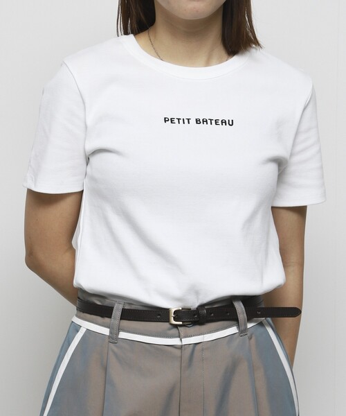 tシャツ PETIT BATEAU × Firsthand/プチバトー 別注ロゴ クルーネックTEE / ワンポイントミニロゴTシャツ レディース PETIT BATEAU/別注ロゴ クルーネックTEE / ワンポイントミニロゴ