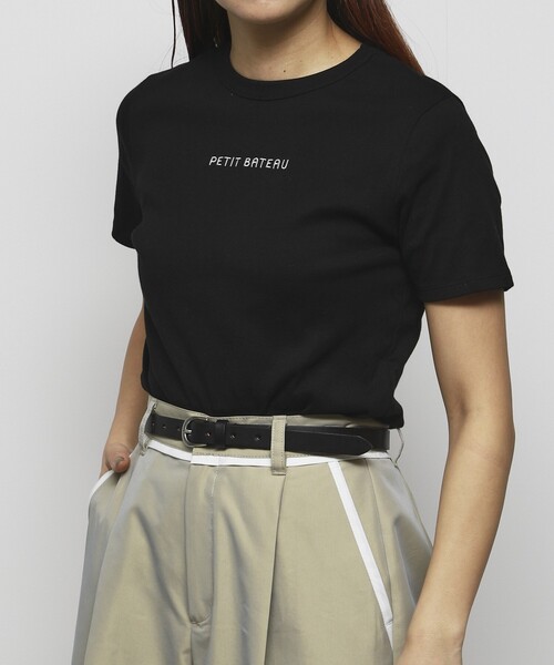tシャツ PETIT BATEAU × Firsthand/プチバトー 別注ロゴ クルーネックTEE / ワンポイントミニロゴTシャツ レディース PETIT BATEAU × Firsthand/プチバトー 別注ロゴ クルーネックTEE