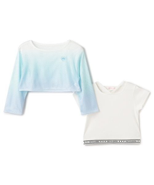 メゾピアノ新品新作タグ付きグラデーションメッシュレイヤード半袖Tシャツセット セール】グラデーションメッシュレイヤード半袖Tシャツセット(T